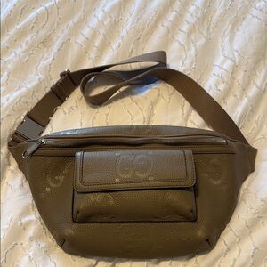 Gucci GG Jumbo Taupe Leather Belt Bag